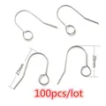 Lot de 100 crochets d'oreilles en acier inoxydable argenté pour bijoux DIY 27x20mm - Style Crochet Large Argent (M3-41)