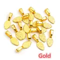 Golden alloy leaf-shaped pinch bails with textured finish for DIY jewelry making - 15x5mm (40 Pieces/Pack) / Gold