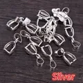 Macro detail of silver plated copper pinch bails for DIY jewelry making accessories - S / Silver