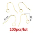 Crochets d'oreilles dorés en acier inoxydable DIY bijoux 100pcs taille 27mm par 20mm - Style Crochet Large Or (M4-42)