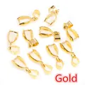 Detailed view of polished gold teardrop pendant bails for jewelry DIY necklace making - S / Gold