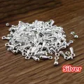 Silver teardrop chain pendants for DIY jewelry making on dark wooden background - 100 Pieces/Pack (10g) / Silver