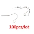 100 pièces crochets d'oreilles en acier inoxydable pour bijoux DIY 20mm x 12mm argent - Style Crochet Minimaliste Argent (W1-15)