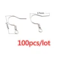 Lot de 100 crochets d'oreilles en acier inoxydable argenté pour bijoux DIY 17mm - Style Crochet Classique Argent (Y4-32)