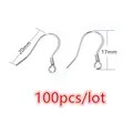 Crochets d'oreilles DIY en acier inoxydable argenté 20x17mm lot de 100 - Style Crochet Standard Argent (M1-34)
