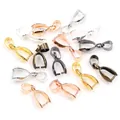 Assorted copper pendant pinch bails in gold silver and bronze for DIY jewelry making - Random Mixed