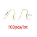 100 crochets d'oreilles dorés en acier inoxydable, 20mm pour création de bijoux DIY - Style Crochet Standard Or (M1-35)