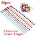 Pack of 50 multi-colored 2.4mm x 120mm ball chains with matching connectors for keychains - Colorful Ball Chains (AE2-16)