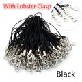 Cordones negros con cierre de langosta para joyería DIY y accesorios de llaveros hechos - 100 Piezas/Paquete / Negro Con Cierre de Langosta de un Solo Anillo