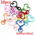 Set of 10 random mixed candy colors heart-shaped lobster clasps for DIY keychains - Colorful Heart Style (AE1-24) / Random Mixed Colors