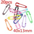 Set mit 20 bunten Sicherheitsnadeln aus Metall in verschiedenen Farben, Größe 40x13mm - 40x13mm (20 Stück/Packung) / Mehrfarbig
