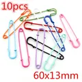 10er-Set bunte Sicherheitsnadeln aus Metall 60x13mm für DIY-Schmuck und Bastelprojekte - 60x13mm (10 Stück/Packung) / Mehrfarbig
