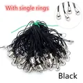 Pack de 100 cordones negros de nailon para móvil con anillos de plata para bricolaje - 100 Piezas/Paquete / Negro Con un Solo Anillo