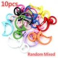 10pcs set of random mixed moon-shaped lobster clasps in colorful metal finish - Colorful Moon Style (AE1-26) / Random Mixed Colors
