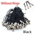 Cordones trenzados negros con extremos metálicos sin anillas para joyería DIY - 100 Piezas/Paquete / Cordón de Tubo Recto Negro