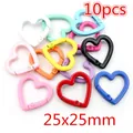 Set of 10 candy-colored heart-shaped spring rings for DIY keychains and bags, 25x25mm - Heart Carabiners (AE4-25)