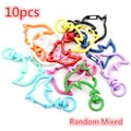 10-piece set of random mixed color dolphin-shaped metal lobster clasps for keychains - Colorful Dolphin Style (AE1-30) / Random Mixed Colors