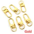 Set of six polished gold zinc alloy swivel lobster clasps for DIY keychains and bags - 33x13mm (2.5g/pc) / Gold