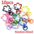 Set of 10 sakura flower shaped colorful metal lobster clasps for keychain DIY accessories - Colorful Sakura Style (AE1-32) / Random Mixed Colors