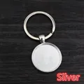 DIY silver-finished metal round keychain pendant base for craft jewelry making - Small / Silver