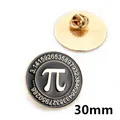 30mm Pi symbol round enamel brooch with golden metal edge and math formula pattern - Scientific Formula Style 2