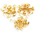 Polished gold stainless steel pinch bails for DIY jewelry making and pendants - 3x7mm / Water-Plated Gold
