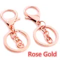 Pair of rose gold lobster clasp keychains with flat rings for DIY jewelry accessories - Rose Gold