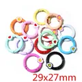 Colorful 29x27mm round carabiner rings with heart charms for DIY keychain making - Heart Decor Round (I4-15) / 10 Pieces/Pack (29x27mm)