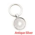 DIY keychain with a round textured pendant base in antique silver finish - Small / Antique Silver