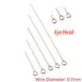 Cinque chiodini a occhiello in acciaio inossidabile argento con diametro filo 0,7mm - Chiodini ad occhiello / 20mm (200 Pezzi/Confezione)