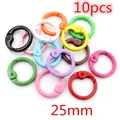 10-piece set of colorful 25mm metal spring gate rings for DIY keychains and bags - Round Carabiners (AE4-28)