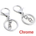 Chrome plated lobster clasp keychain with connecting chain and flat ring in silver finish - Chrome Finish