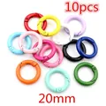 Set of 10 colorful 20mm spring O-rings metal carabiner clips for DIY jewelry making - Spring O-Rings (AE4-29)