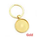 DIY gold alloy keychain with circular tray base and textured pattern for jewelry making - Gold