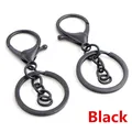 Matte black lobster clasp keychain with flat ring and short chain link connector - Black