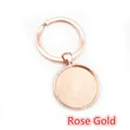 DIY rose gold keychain with round bezel base for photo pendant and craft making - Rose Gold