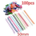 Set of 100 colorful 50mm metal lobster clasp keychains and jump ring DIY jewelry connectors - Extension Chains (AE4-31)