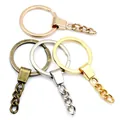 Platte 30mm metalen sleutelhangers in vier kleuren met dikke kettingen voor DIY - Willekeurig Gemengd