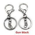 Gun black lobster clasp keychain with chain links and flat split ring set of two - Gunmetal