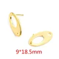 Detail view of 9x18.5mm gold stainless steel oval stud earring findings for DIY jewelry - 9x18.5mm Oval Base (K7-43) / 20 Pieces Set / Gold