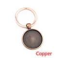 Vintage bronze DIY key ring with copper base and intricate mandala texture pattern - Copper