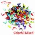 Macro detail of 4x7mm colorful mixed metal fold-over crimp beads for DIY jewelry making - Iron / 4x7mm / Mix Colors