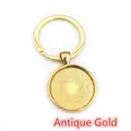 DIY Antique Gold metal keychain with round pendant base tray for jewelry making - Antique Gold