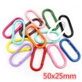 Mixed set of 50x25mm colorful aluminum carabiner clips for keys and accessories - Oval Style (I3-05) / 5 Pieces/Pack (50x25mm)