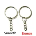 Schlüsselringe aus Metall mit 4-gliedrigen Ketten in glattem Bronze-Finish DIY - Glatt / 20 Stück/Packung / Antik Bronze
