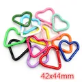 Colorful heart-shaped aluminum carabiners in 42x44mm size for keychains and water bottles - Heart Style (I3-06) / 5 Pieces/Pack (42x44mm)