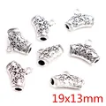 Antique silver flower pattern tube bail connector for DIY bracelets 19x13mm size - Vine Pattern Tube Bail (R1-30)