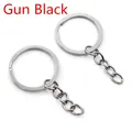 DIY gun black flat metal split key ring with four-link chain jewelry accessory - Gunmetal