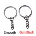 25mm Schlüsselringe in Gun Black mit viergliedrigen Ketten und glatter Oberfläche - Glatt / 20 Stück/Packung / Gunmetal