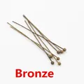 Eight bronze ball head pins for DIY jewelry making on white background, 16-50mm length - 16mm / Antique Bronze